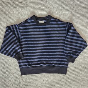 aerie Black and Navy Striped Crewneck Sweater